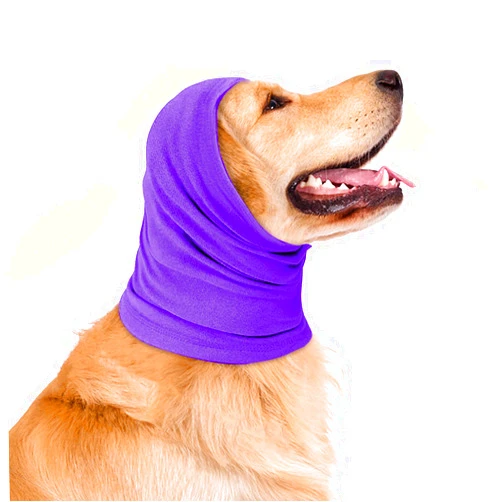 Yoyoxinfish Dog Hat Hoodie, Winter Warm Dog Hat, No Flap Ear Wrap, for Anxiety relief, soothing, grooming, neck warming ear muffs for dogs (Purple, Small-9.5-14.1 inches)