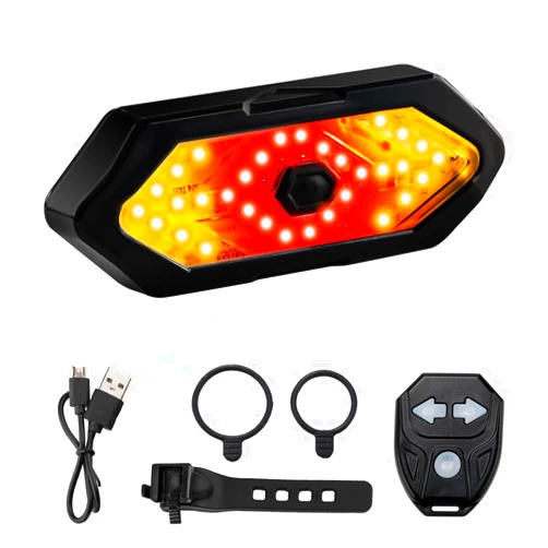 Teguangmei Bike Tail Light with Turn Signals, USB Rechargeable Rear Bike Light Wireless Remote Control with Bike Alarm, 5 Modes Waterproof Bright Safety Warning Light Cycling Scooter for Night