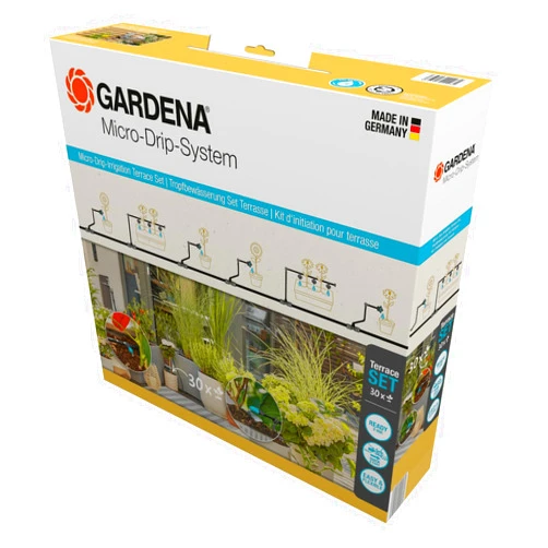By Gardena Gardena Micro-Drip-System Drip Irrigation Set Terrace (30 Plants): Starter Set, Ready to use, Water-Saving Irrigation System, Simple & Flexible Connection Technology (13400-20)