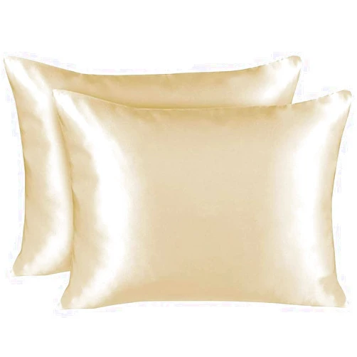 WEASCX Pure Mulberry Silk Pillowcase for Hair and Skin, Silk Pillowcase, 2pcs Silky Satin Pillowcases, Luxury Satin Pillowcase for Hair, Standard Satin Pillowcase with Zipper-King_(2036_inches)_Ivory Ivory King (20*36 inches)