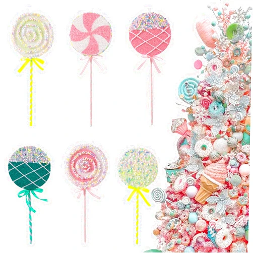 KIMI HOUSE 6Pcs 10.2inch Christmas Lollipop Candy Land Ornaments Decoration, Hanging Candy Cane Crafts for Xmas Tree Décor, Ideal for Xmas, New Year, Birthdays, Weddings & Home Parties