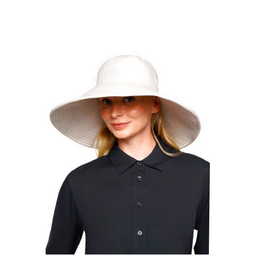 Coolibar UPF 50+ Women's Brittany Beach Hat - Sun Protective (One Size- Natural Modern Herringbone)