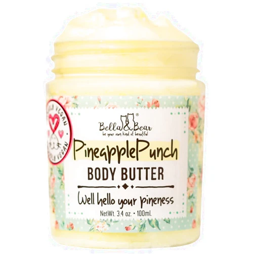 Bella and Bear Bella & Bear Pineapple Body Butter, Hydrating Formula - Vegan Travel Size, 3.4oz' (3.4 oz)
