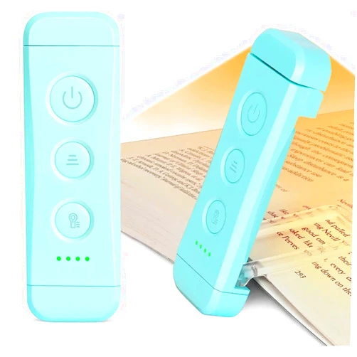 Glocusent USB Rechargeable Book Light for Reading in Bed, Portable Clip-on LED Reading Light, 3 Amber Colors & 5 Brightness Dimmable, Compact & Long Lasting, Perfect for Book Lovers, Kids