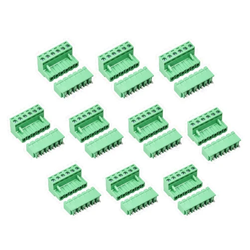 Cermant 20 Set 6 Pin 5.08mm (0.2inch) Pitch Male Female PCB Screw Terminal Block Plug Connector Panel Mount DIY (5.08mm-6P-10Set)