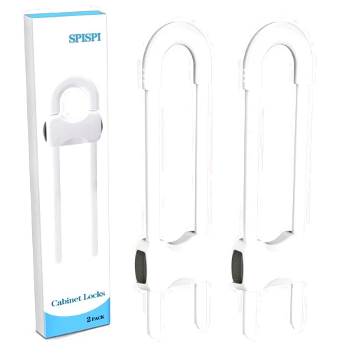 SPISPI Baby Proofing Cabinets,Cabinet Locks for Babies,U-Shaped Child Locks for Cabinets, Child Proof Cabinet Latches,Child Safety Cabinet Locks with Adjustable by SPISPI (Pack of 2)