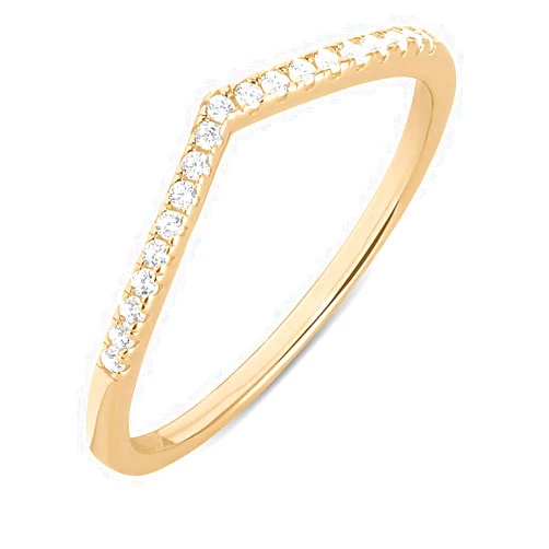 Milla Chevron Rings for Women - 14K Gold Plated Rings and 925 Sterling Silver - Wishbone 'V' Ring with Cubic Zirconia