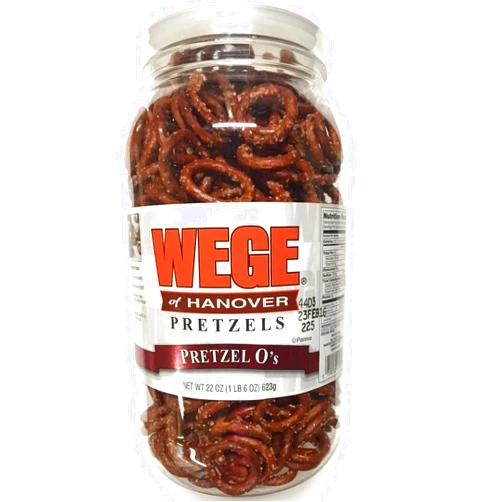 Wege Of Hanover Wege Circle Pretzel O's, Round Salted Pretzels, 22 Oz. Barrel