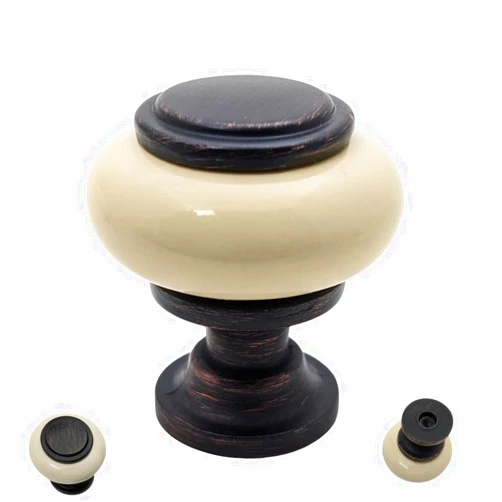 DIY Decor Hub DIY Décor Hub - 20 Knobs for Cabinets and Drawers, Oil-Rubbed Bronze w/Beige Ceramic Cabin 1.22 inches