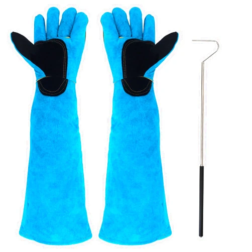 Surfante Animal Handling Gloves Bite Proof with 40inch Collapsible Snake Hook,Suitable for Dog Cat FalconBird Reptile Snake