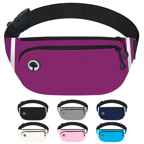 TORRYZA Fanny Packs for Women Men, Waterproof Waist Pack with Reflective Strip, Lightweight Slim Belt Bag with No-Bounce Adjustable Strap Travel Running Hiking Walking Sport(Purple)
