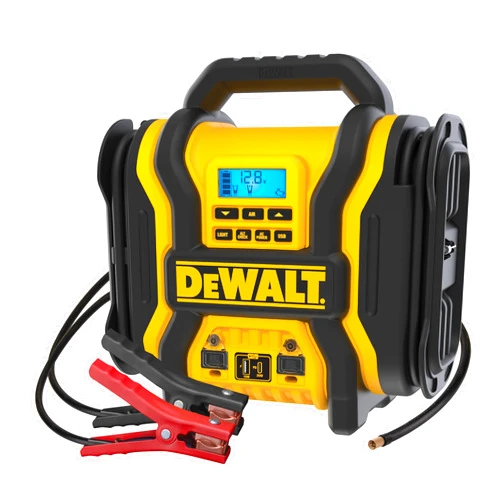 DEWALT DXAEPS14-Type2 2000 Peak Battery Amp 12V Automotive Battery Booster Jump Starter/Power Station with 500 Watt AC Power Inverter, 120 PSI Digital Compressor, and 15W USBa Ports, 25W USBc Port