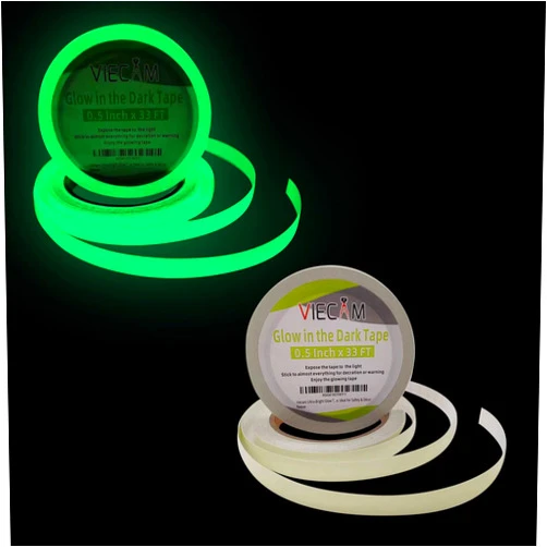 Viecam Ultra-Bright Glow Tape - 0.5” x 33 FT Premium Non-Toxic Luminous Tape, Strong Adhesive, Long-Lasting Night Visibility, Safe for Indoors & Outdoors, No Residue, Ideal for Safety & Décor