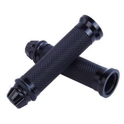 DKIIGAME Motorcycle Hand Grips with Bar End Cap, Racing CNC Aluminum & Soft Rubber Handlebar Universal for 7/8