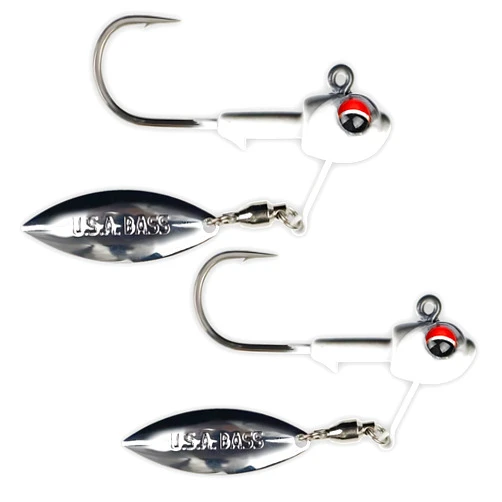U.S.A. Bass Tackle USA BASS Tackle Mark-27 Underspin Swimbait Jig Head Tackle Built for Giant Largemouth Smallmouth Spotted Bass - Custom Blades, Paint, Owner Hooks