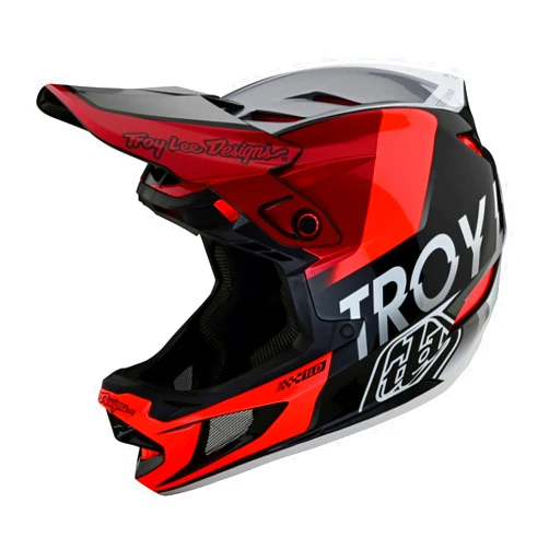 Troy Lee Designs D4 Composite Full Face Bicycle Helmet for Max Ventilation Lightweight MIPS EPP EPS Racing Downhill DH BMX MTB - Adult Men Women (Qualifier Silver/Red, Large)