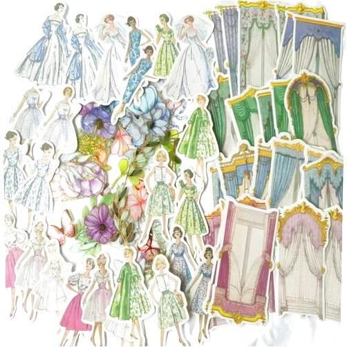 Ahuowom 128PCS Vintage Scrapbook Supplies Scrapbooking Paper and Butterflies Flowers Stickers for Art Aesthetic Journaling Kit Junk Journal Planner