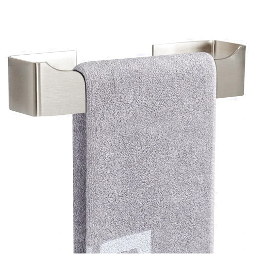 NearMoon Self Adhesive Hand Towel Holder/Towel Ring, Stainless Steel Hand Towel Bar Rustproof Stick on Wall-Towel Rack for Bathroom/Kitchen, Square Adhesive and Wall Mounted (9 Inch, Brushed Nickel)