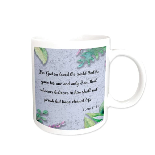 3dRose Bible quote from John on graphic background 11oz Mug