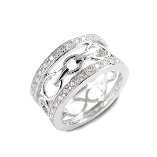 Kelly Herd Wide Ring with Cubic Zirconia Stones | Sterling Silver Jewelry for Women | Engament | Wedding
