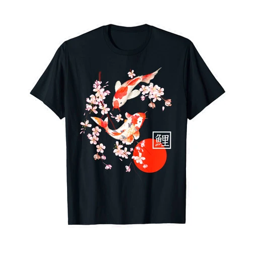 Japanese Cherry Blossom Koi Fish Shirt & Gifts Cherry Blossom Koi Carp Fish Japanese Sakura Graphic Art T-Shirt