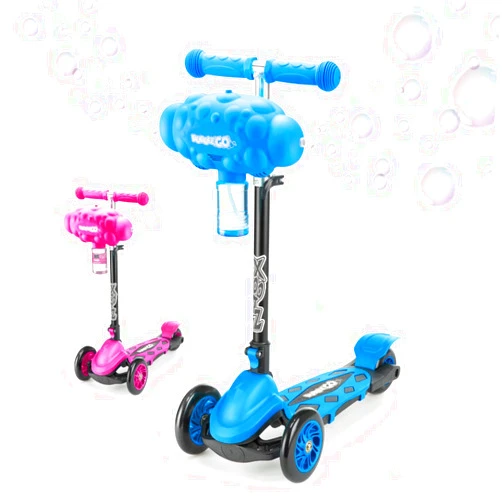 Xootz Kids Bubble Go Foldable Scooter, 3 Wheel Tri-Scooter with Bubble Machine, Tilt-and-Turn, Age 3+, Blue