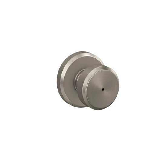 Schlage F40 BWE 619 GSN Bowery Door Knob with Greyson Trim, Bed & Bath Privacy Lock, Satin Nickel