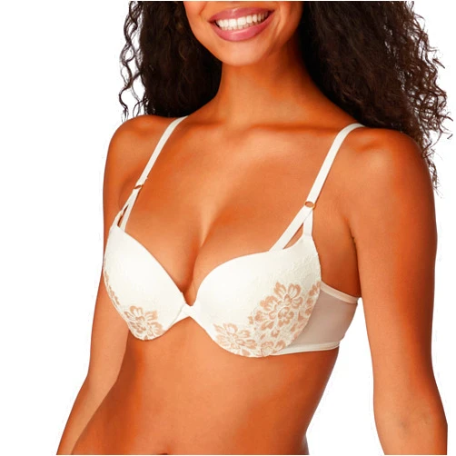 Maidenform Underwire Demi Bra, Best Push-Up Bra with Wonderbra Technology, Smoothing Lace-Trim Bra with Push-Up Cups