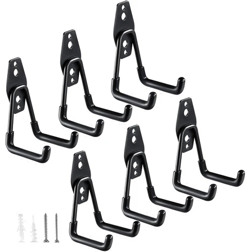 HUPBIPY 6 Pack Garage Hooks Heavy Duty,Utility Steel Garage Storage Hooks,Wall Mount Garage Hanger&Organizer for Organizing Garden Lawn Tools,Ladders,Bulk Items,Bikes,Ropes and More Equipment