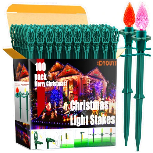 BOYOUYS Christmas Light Stakes [Set of 100] 8.5