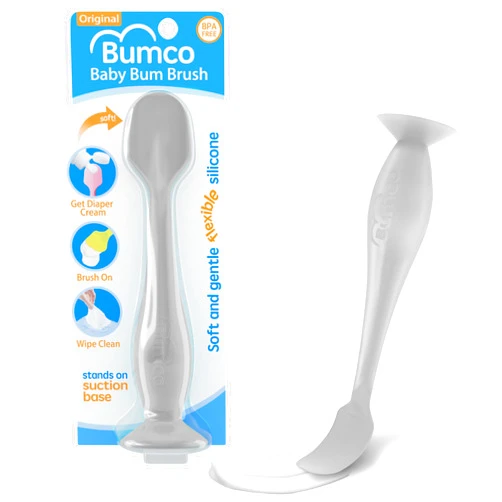 Baby Bum Brush Bumco Baby Bum Brush - BPA-Free Diaper Cream Spatula with Suction Cup Base, Soft & Flexible Silicone, Wipe-Clean, Mom-Invented Diaper Bag Essentials (Gray)