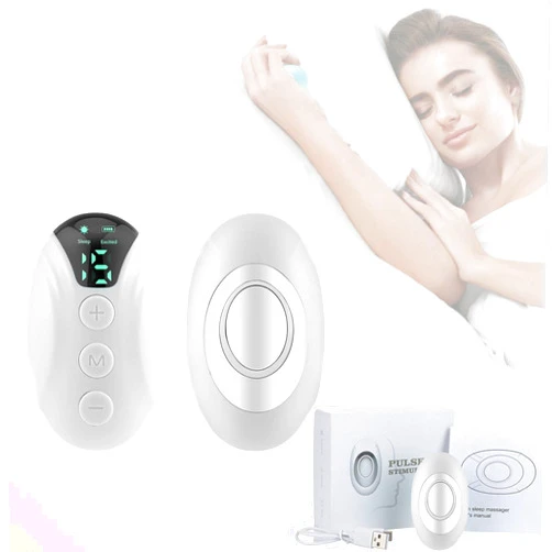 HAOLINPIN Sleep Aid Device,Handheld Sleep Aid Instrument,Physical Sleep Aids,Hand-Held Nighttime Sleep Aid Device,Relaxation Tool for Improved Sleep,Microcurrent Sleep Assist (White, Small)