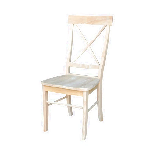 IC INTERNATIONAL CONCEPTS International Concepts Pair of X-Back Dining Chairs, Unfinished Wood