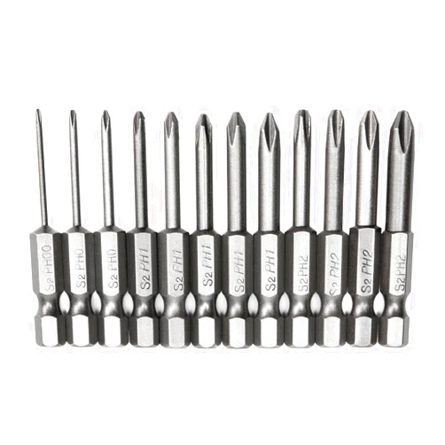 Rocaris 12Pcs Hex Shank Magnetic Phillips Cross Screwdriver Bits 50mm 1/4 Inch