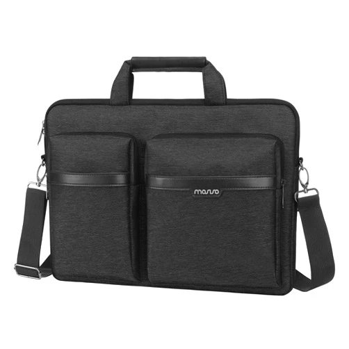 MOSISO Laptop Shoulder Bag,15 inch Computer Bag Compatible with MacBook, HP, Dell, Lenovo, Asus Notebook,15.6 inch Laptop Sleeve Bag with 2 Raised Zipper Pockets & Hidden Pockets & Handle & Belt,Black