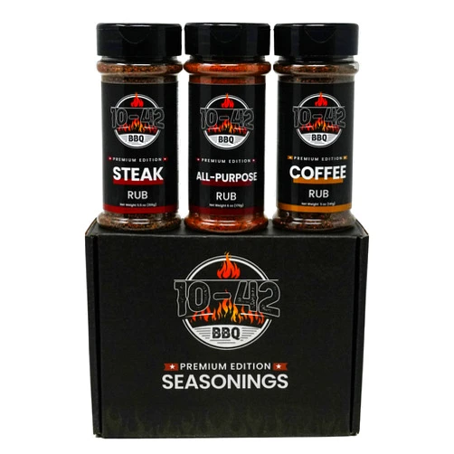 Five Star Seasonings 10-42 Steak Seasoning Gift Set - 3 Premium Flavors : All Purpose, Steak, Coffee Rub | Gourmet Meat Seasoning Dry Rub | Barbecue Spices and Seasonings Variety Pack | Grill Gifts | 0 Calorie, No MSG