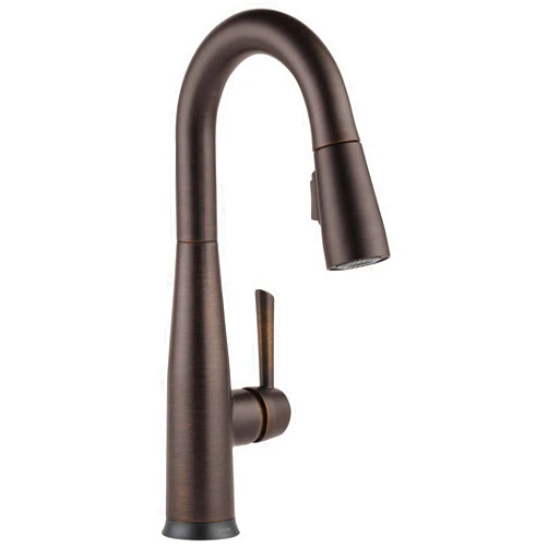 Delta Faucet Essa Bar Faucet Oil Rubbed Bronze, Bar Sink Faucet Single Hole, Wet Bar Faucets with Pull Down Sprayer, Prep Sink Faucet, Faucet for Bar Sink, Venetian Bronze 9913-RB-DST