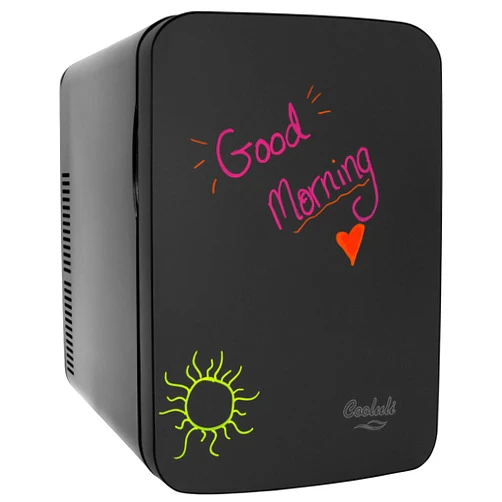 Cooluli 15L Mini Fridge with Magnetic Blackboard - Portable Small Refrigerator for Travel, Car & Office, V15LE2BK