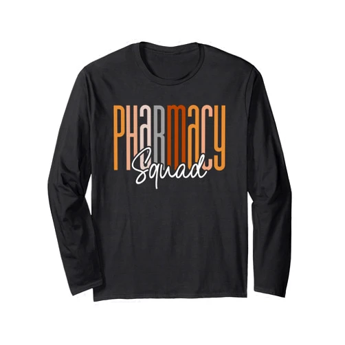 Nurse And Pharmacy Squads Apparels Pharmacy Squad Leopard Print For Pharmacist Technician Long Sleeve T-Shirt