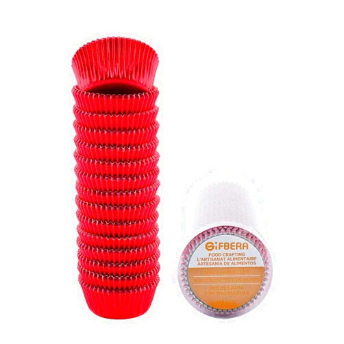 Gifbera Mini Foil Muffin Cupcake Liners Red Wrappers for Christmas Wedding Party, 300-Count