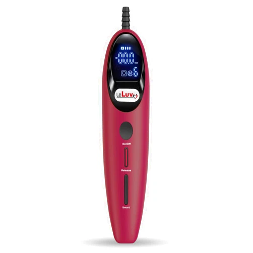 LeLuv Magna LCD Smart Handheld Vacuum Pump Contoller USB Rechargeable Programmable or Manual Modes - Smooth Red Silicone