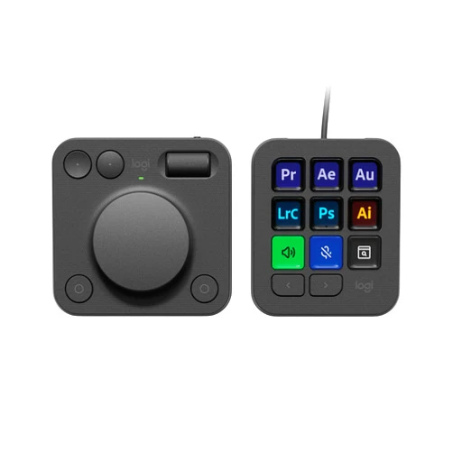 Logitech MX Creative Console - 9 Customizable LCD Keys, Control Dial for Graphic Design, Video Editing, Control Adobe, Zoom, Spotify and More - Graphite, with 3-Month Adobe Creative Cloud Membership