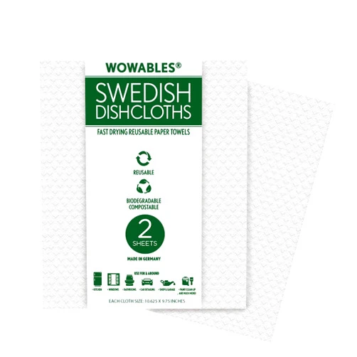 LOLA Swedish Dishcloths for Kitchen 2 Sheets, Ultra Absorbent, Sustainable, Cellulose Sponge Dish Cloths for Cleaning, Reusable Paper Towels, Washable, 10.625