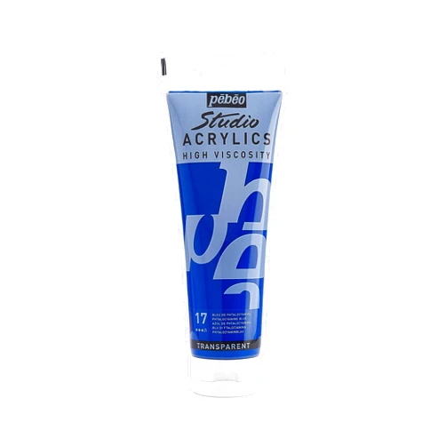 Pebeo Studio Acrylics High Viscosity, Fine Acrylic, 250 ml - Phthalocyanine Blue,169-017
