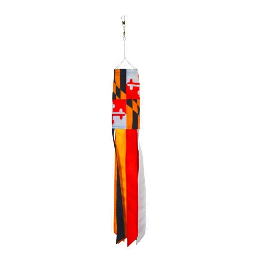 In the Breeze Maryland 18 Inch Windsock - Maryland State Flag Hanging Decoration - Colorful Outdoor Décor