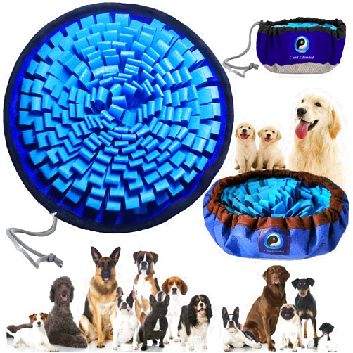 C and E Limited Awesome Deluxe Blue Snuffle Mat; Beautiful Custom Yin-Yang Symbol Snuffle Mat for Dogs, Sniff Mat for Dog. Corrects Too-Fast Eating Habits. Perfect for Bored or Anxious Dogs