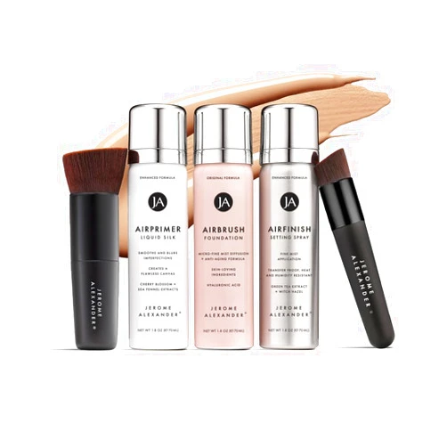 Jerome Alexander MagicMinerals AirBrush Foundation Set by Jerome Alexander - Complete 5pc Spray Makeup Set with Foundation, Primer, and Setting/Finishing Spray - for Smooth, Radiant Skin (Medium)