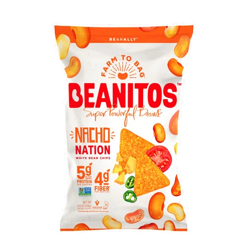 Beanitos White Bean Chips - Nacho Nation - 6 oz Bag - White Bean Tortilla Chips - Vegetarian Snack with Good Source of Plant Protein and Fiber