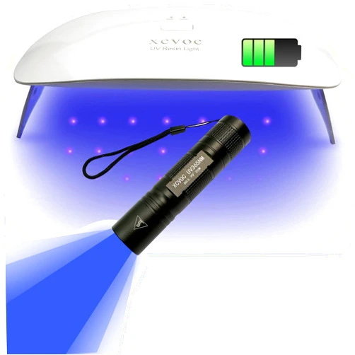 Xcvoc 2 Pack Rechargeable UV Resin light&UV Flashlight for Resin Curing