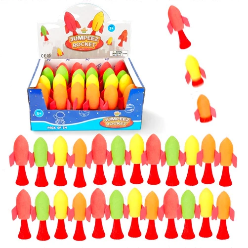 IPIDIPI TOYS Jumpeez Jumping Rocket – 24-Pack Spring Launcher Toys for Kids – Birthday Party Favors, Goodie Bag Stuffers, Classroom Prizes for Boys & Girls